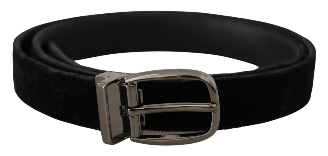  - Dolce & Gabbana Elegant Black Velvet Designer Belt - BEL8560 - 90 - Ask Me Wear