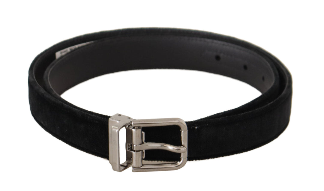  - Dolce & Gabbana Elegant Black Velvet Designer Belt - BEL8636 - 95 - Ask Me Wear