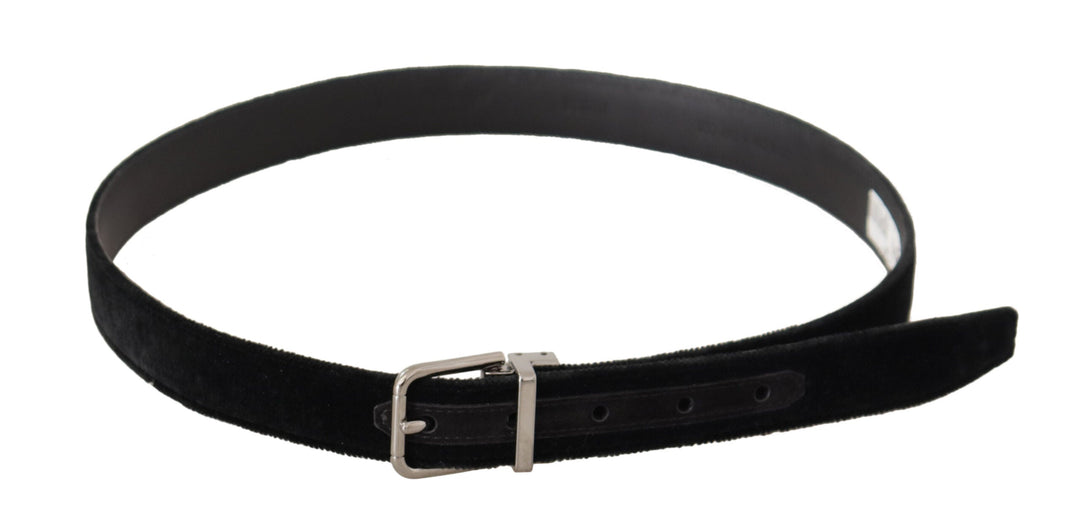  - Dolce & Gabbana Elegant Black Velvet Designer Belt - BEL8636 - 95 - Ask Me Wear