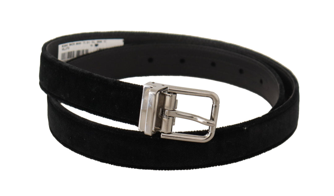  - Dolce & Gabbana Elegant Black Velvet Designer Belt - BEL8636 - 95 - Ask Me Wear