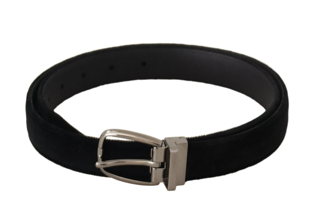  - Dolce & Gabbana Elegant Black Velvet Engraved Buckle Belt - BEL8626 - 90 - Ask Me Wear