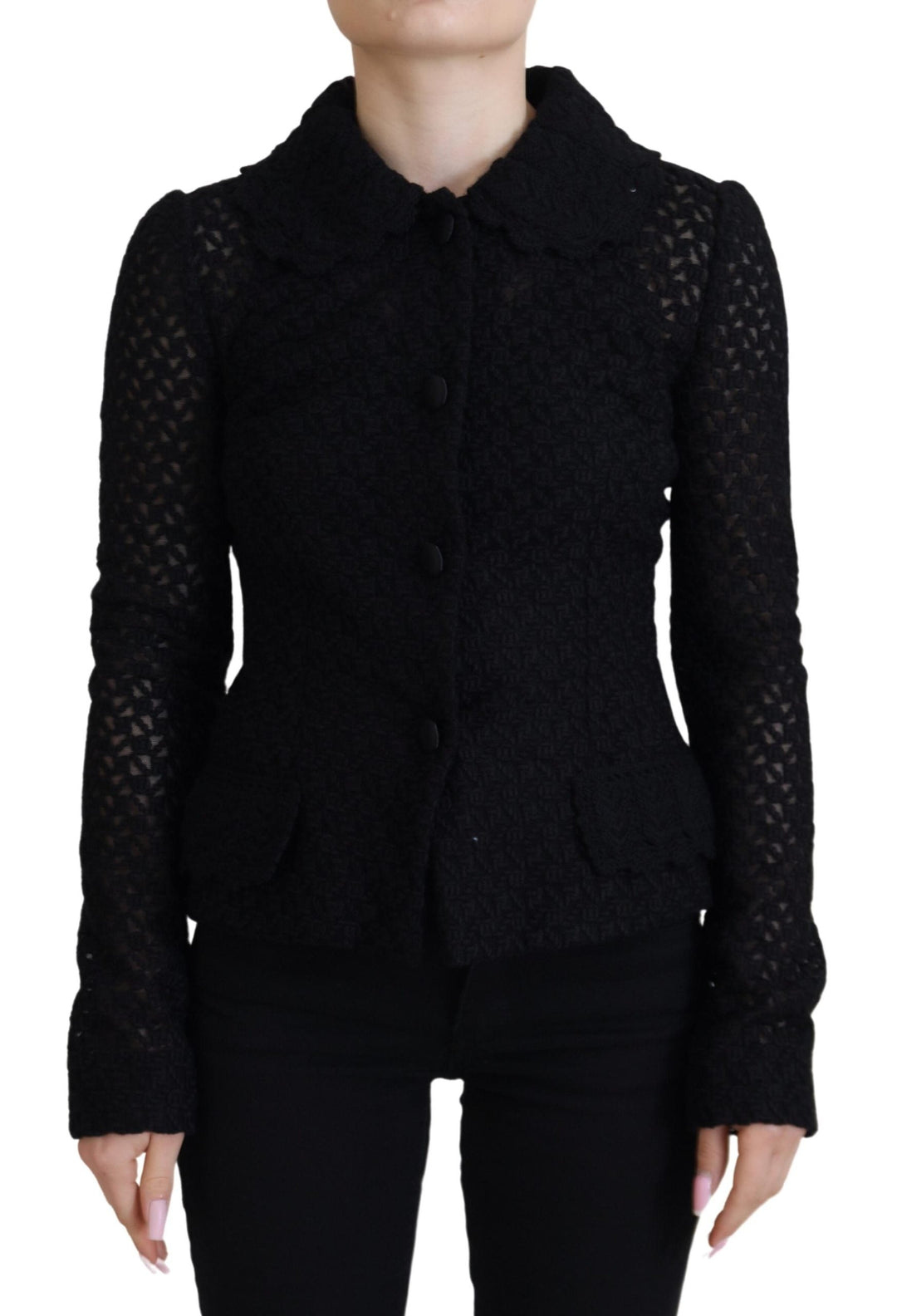  - Dolce & Gabbana Elegant Black Wool Blend Button Down Jacket - JKT3482 - 40 - Ask Me Wear