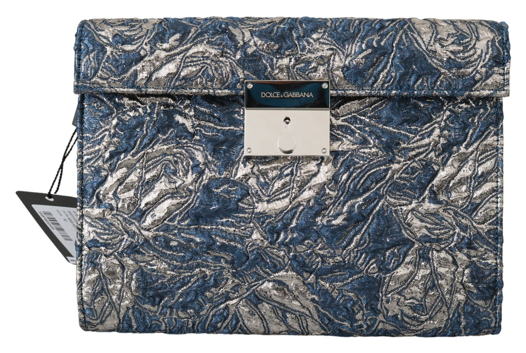  - Dolce & Gabbana Elegant Blue Croc - Print Briefcase Clutch - VAS9867 - Ask Me Wear