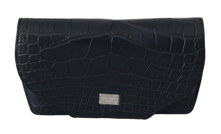  - Dolce & Gabbana Elegant Blue Crocodile Leather Eyewear Pouch - VAS8610 - Ask Me Wear