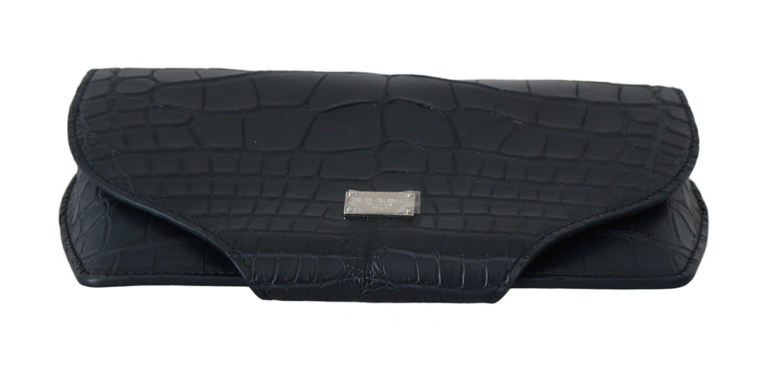  - Dolce & Gabbana Elegant Blue Crocodile Leather Eyewear Pouch - VAS8610 - Ask Me Wear