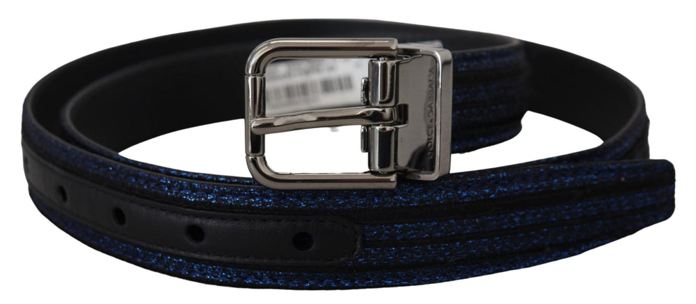  - Dolce & Gabbana Elegant Blue Jacquard Leather Belt - BEL8977 - 90 - Ask Me Wear