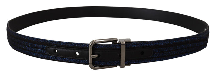  - Dolce & Gabbana Elegant Blue Jacquard Leather Belt - BEL8977 - 90 - Ask Me Wear