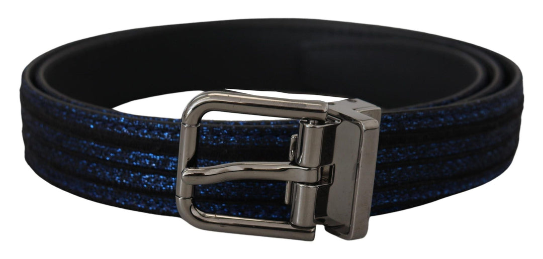  - Dolce & Gabbana Elegant Blue Jacquard Leather Belt - BEL8977 - 90 - Ask Me Wear