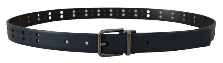  - Dolce & Gabbana Elegant Blue Leather Belt with Metal Buckle - BEL8479 - 90 - Ask Me Wear