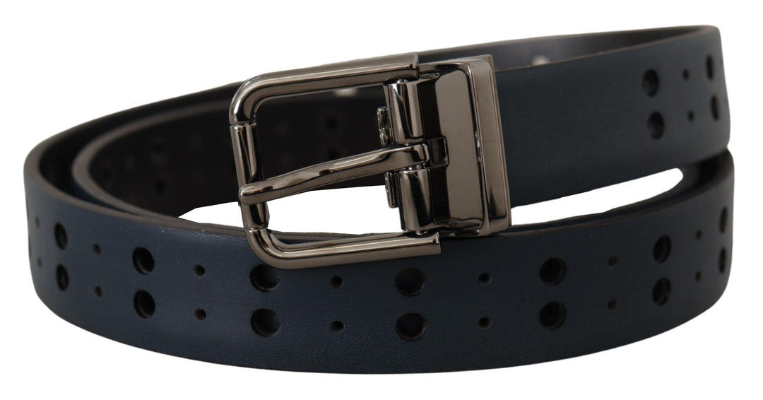  - Dolce & Gabbana Elegant Blue Leather Belt with Metal Buckle - BEL8479 - 90 - Ask Me Wear