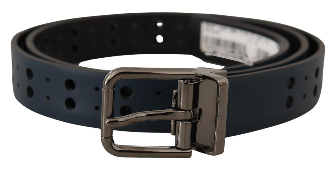  - Dolce & Gabbana Elegant Blue Leather Belt with Metal Buckle - BEL8479 - 90 - Ask Me Wear