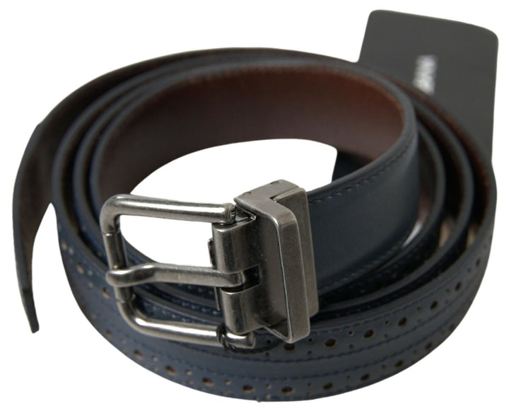  - Dolce & Gabbana Elegant Blue Leather Belt with Metal Buckle - BEL9022 - 105 - Ask Me Wear