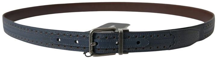  - Dolce & Gabbana Elegant Blue Leather Belt with Metal Buckle - BEL9022 - 105 - Ask Me Wear