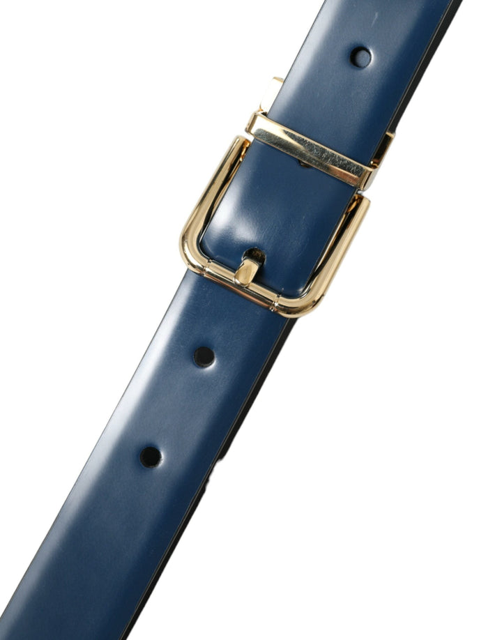  - Dolce & Gabbana Elegant Blue Leather Belt with Metal Buckle - BEL9091 - 115 - Ask Me Wear