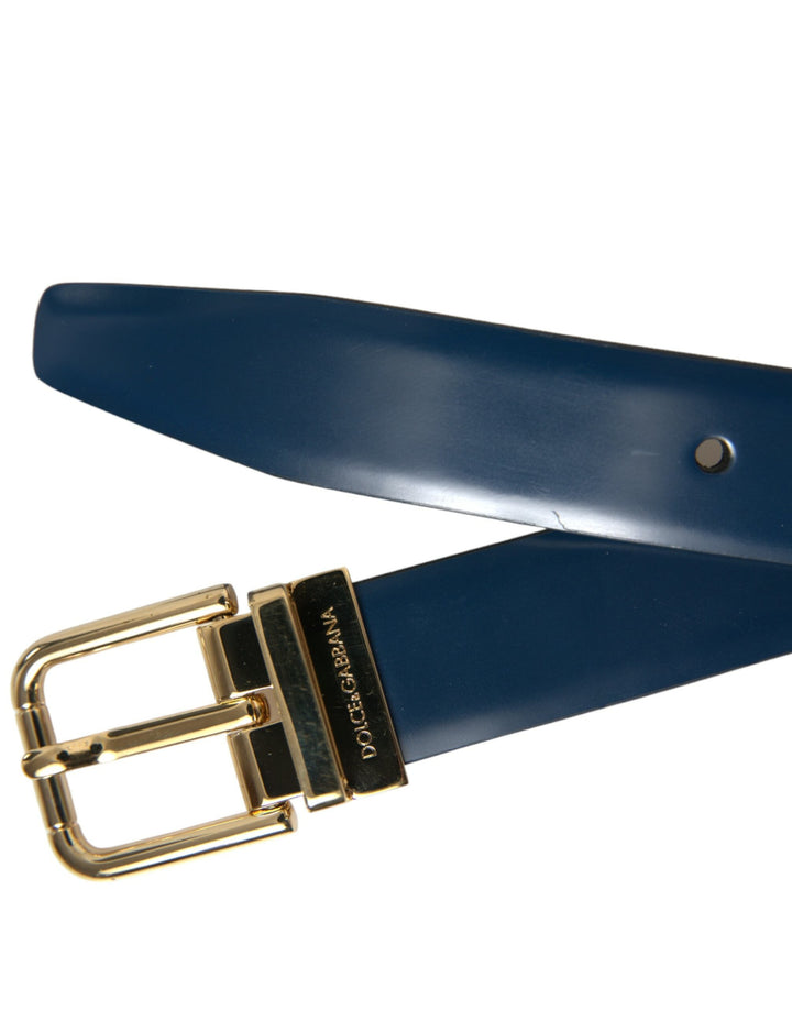  - Dolce & Gabbana Elegant Blue Leather Belt with Metal Buckle - BEL9091 - 115 - Ask Me Wear