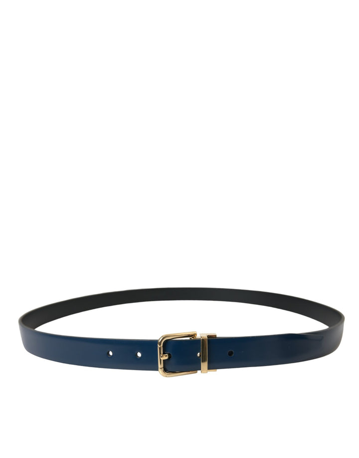  - Dolce & Gabbana Elegant Blue Leather Belt with Metal Buckle - BEL9091 - 115 - Ask Me Wear