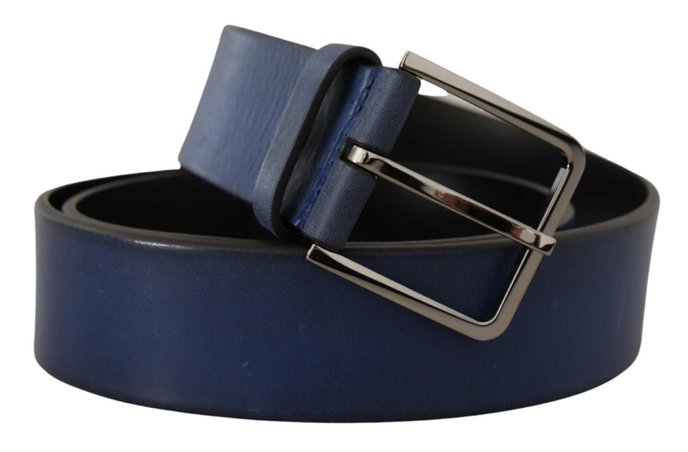  - Dolce & Gabbana Elegant Blue Leather Belt with Silver Buckle - BEL8496 - 90 - Ask Me Wear