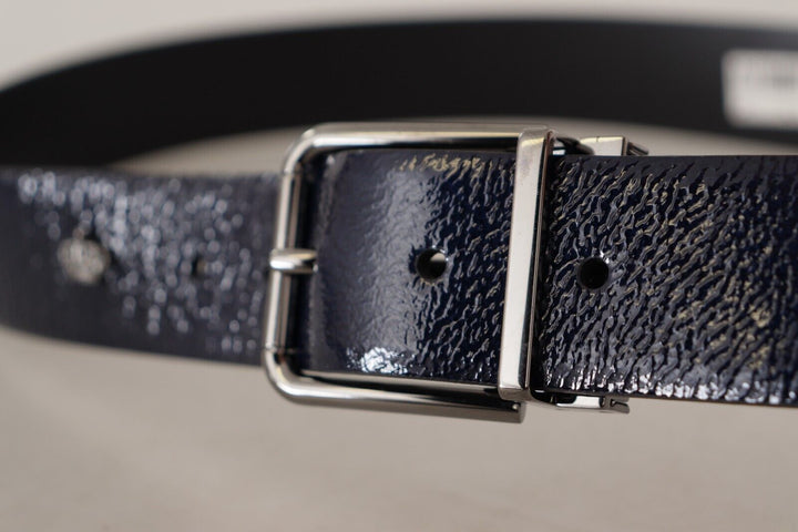  - Dolce & Gabbana Elegant Blue Leather Belt with Silver Buckle - BEL8497 - 90 - Ask Me Wear