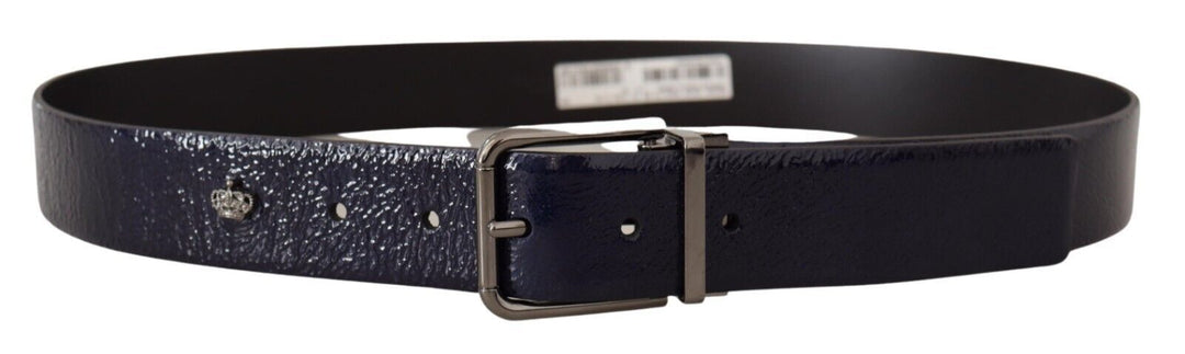  - Dolce & Gabbana Elegant Blue Leather Belt with Silver Buckle - BEL8497 - 90 - Ask Me Wear