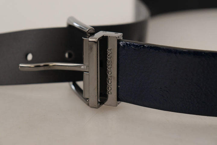  - Dolce & Gabbana Elegant Blue Leather Belt with Silver Buckle - BEL8497 - 90 - Ask Me Wear