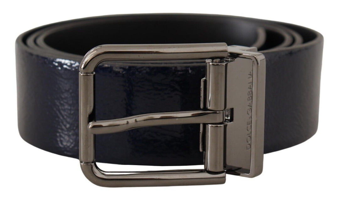  - Dolce & Gabbana Elegant Blue Leather Belt with Silver Buckle - BEL8497 - 90 - Ask Me Wear