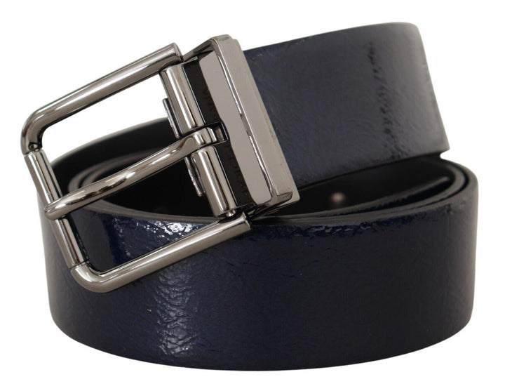  - Dolce & Gabbana Elegant Blue Leather Belt with Silver Buckle - BEL8497 - 90 - Ask Me Wear