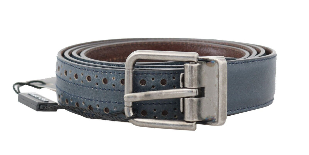  - Dolce & Gabbana Elegant Blue Leather Men's Belt - BEL50058 - 90 - Ask Me Wear