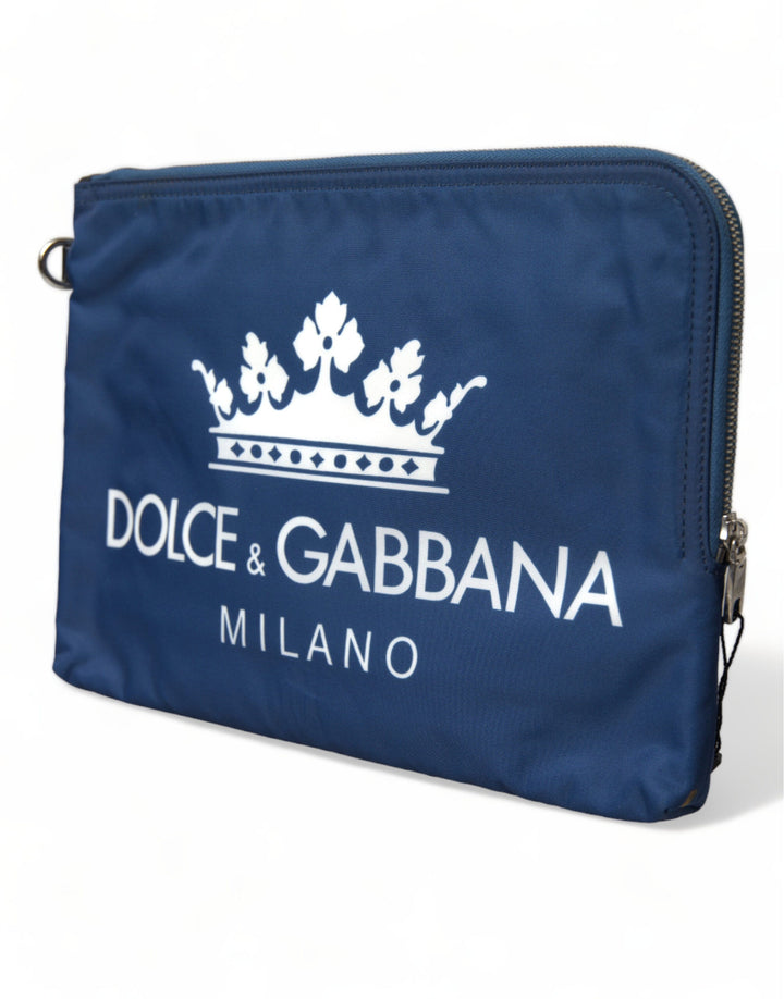  - Dolce & Gabbana Elegant Blue Nylon Zipped Clutch - BAG1376 - Ask Me Wear