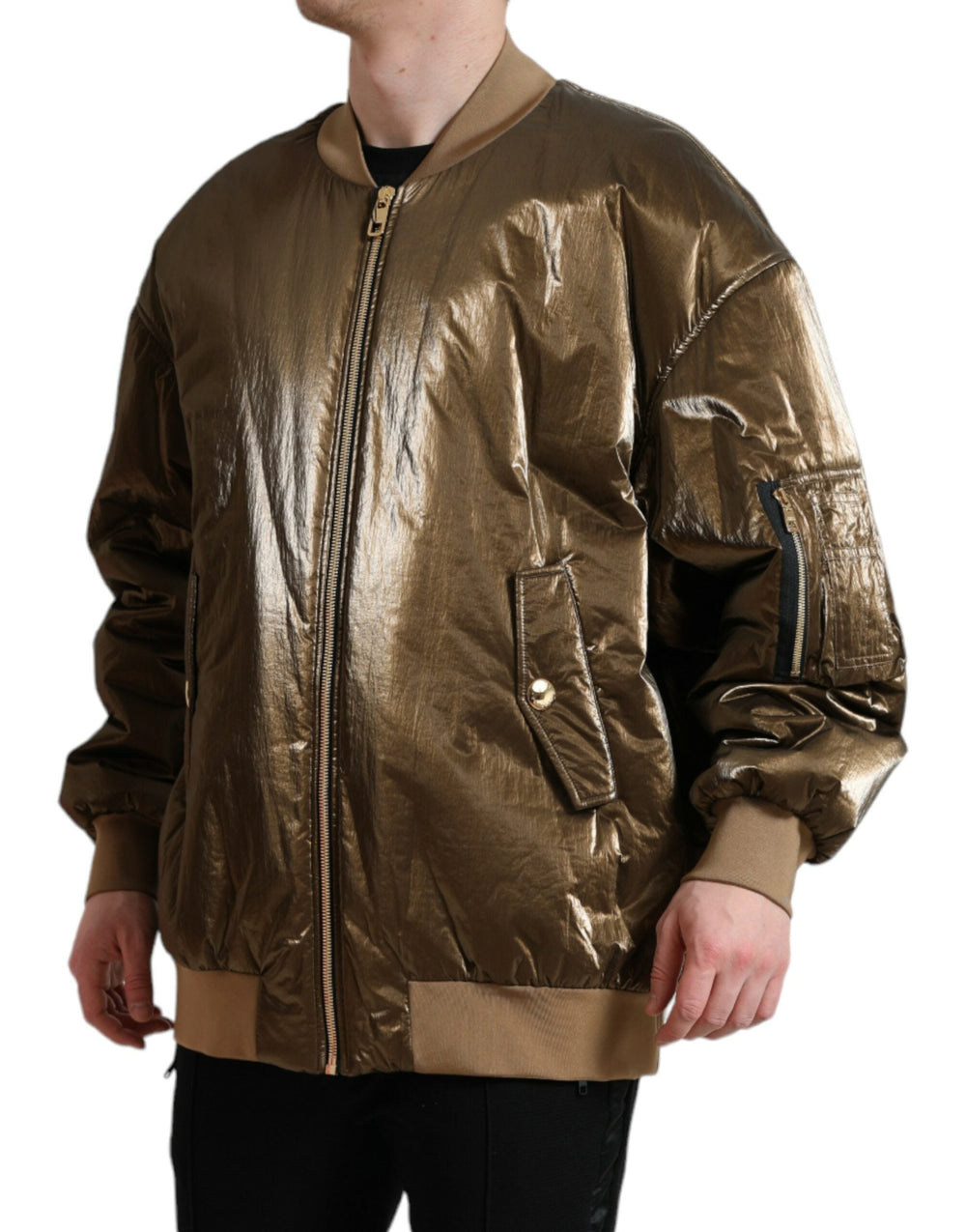  - Dolce & Gabbana Elegant Bronze Bomber Jacket - JKT3769 - 54 - Ask Me Wear