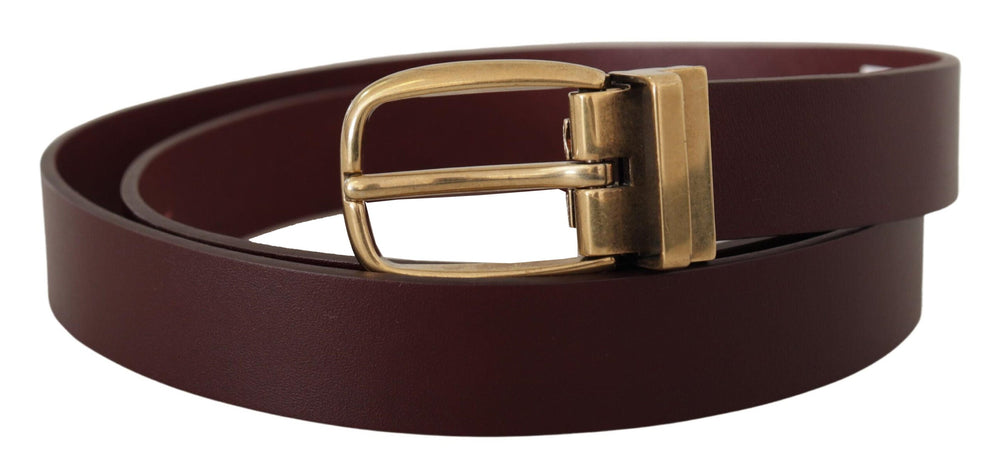  - Dolce & Gabbana Elegant Brown Leather Belt with Gold Buckle - BEL8509 - 90 - Ask Me Wear