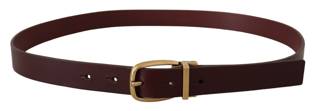  - Dolce & Gabbana Elegant Brown Leather Belt with Gold Buckle - BEL8509 - 90 - Ask Me Wear