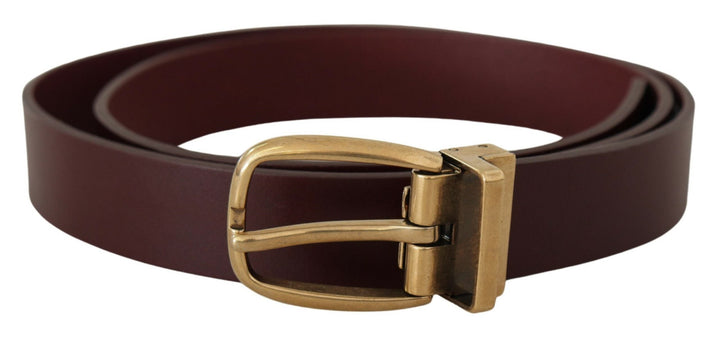  - Dolce & Gabbana Elegant Brown Leather Belt with Gold Buckle - BEL8509 - 90 - Ask Me Wear