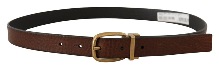  - Dolce & Gabbana Elegant Brown Leather Belt with Logo Buckle - BEL8603 - 80 - Ask Me Wear