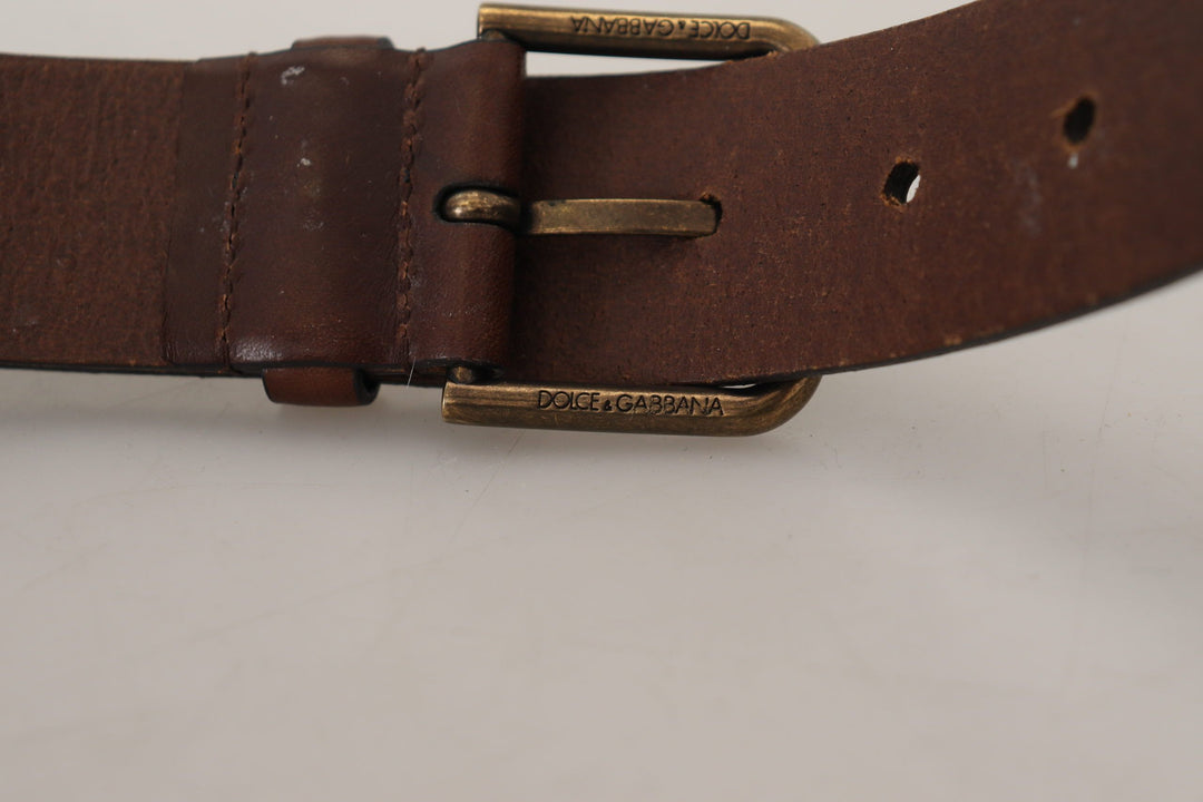  - Dolce & Gabbana Elegant Brown Leather Belt with Metal Buckle - BEL8905 - 36 - Ask Me Wear