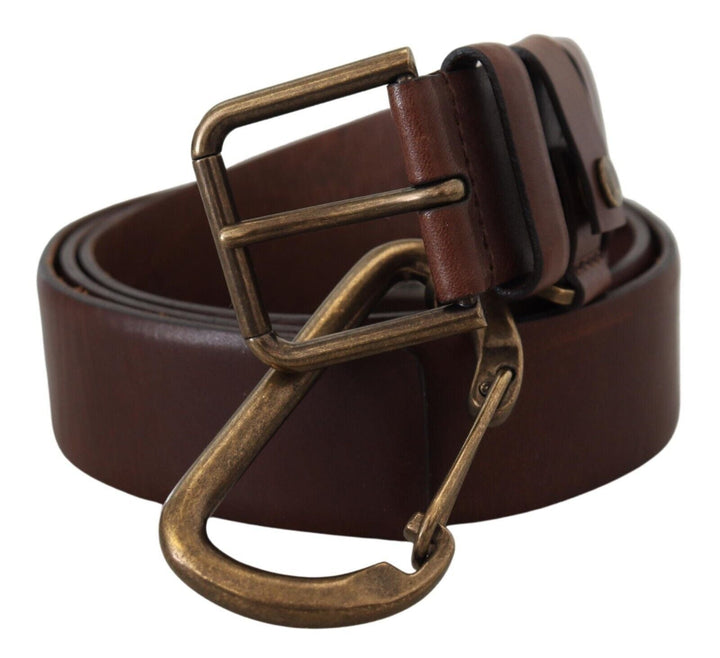  - Dolce & Gabbana Elegant Brown Leather Belt with Metal Buckle - BEL8905 - 36 - Ask Me Wear