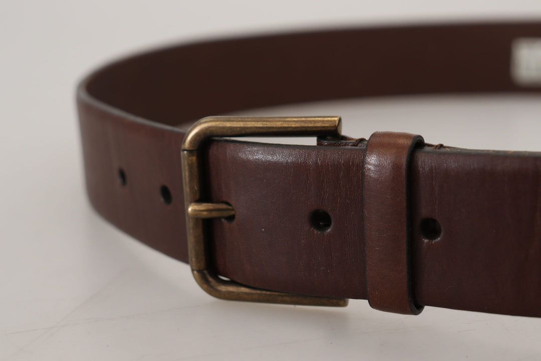  - Dolce & Gabbana Elegant Brown Leather Belt with Metal Buckle - BEL8905 - 36 - Ask Me Wear