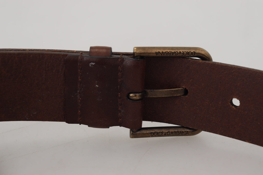  - Dolce & Gabbana Elegant Brown Leather Belt with Metal Buckle - BEL8905 - 36 - Ask Me Wear