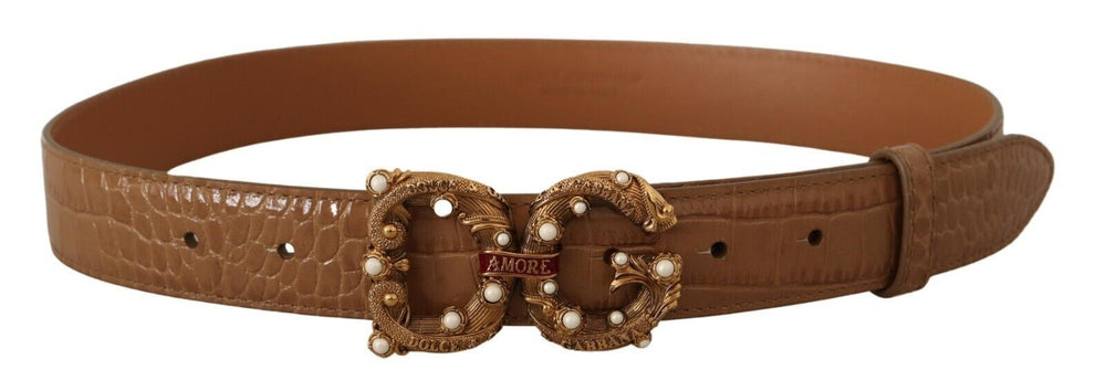  - Dolce & Gabbana Elegant Croco Leather Amore Belt with Pearls - BEL8310 - 75 - Ask Me Wear