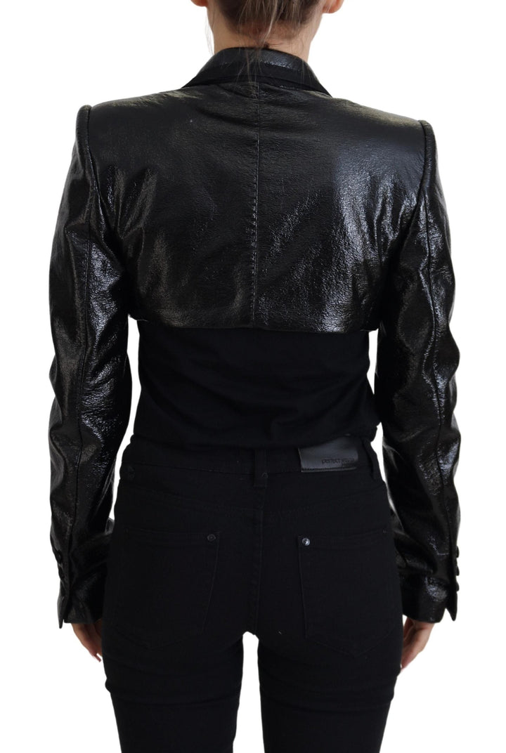  - Dolce & Gabbana Elegant Cropped Black Designer Jacket - JKT3489 - 40 - Ask Me Wear