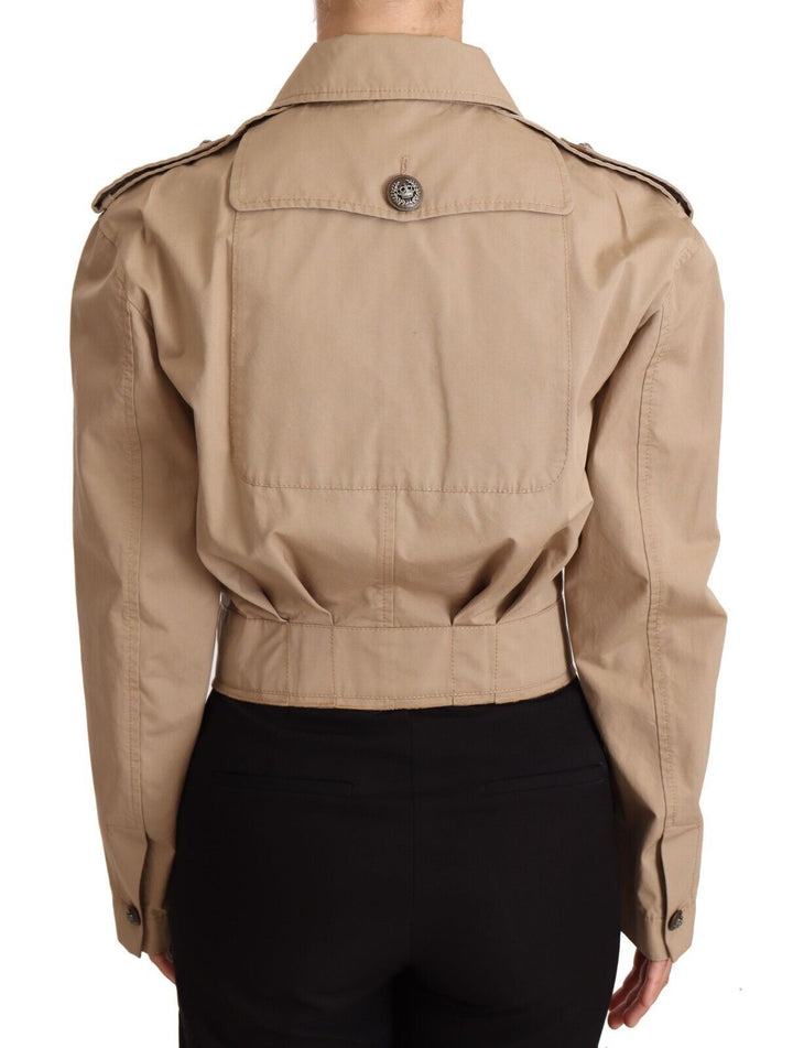  - Dolce & Gabbana Elegant Cropped Cotton Jacket in Beige - JKT3006 - 38 - Ask Me Wear