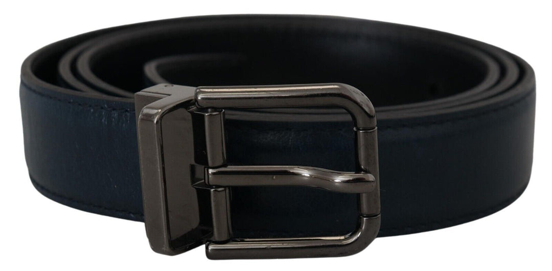  - Dolce & Gabbana Elegant Dark Blue Leather Belt - BEL8934 - 90 - Ask Me Wear