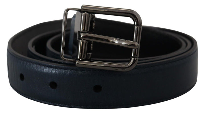  - Dolce & Gabbana Elegant Dark Blue Leather Belt - BEL8934 - 90 - Ask Me Wear