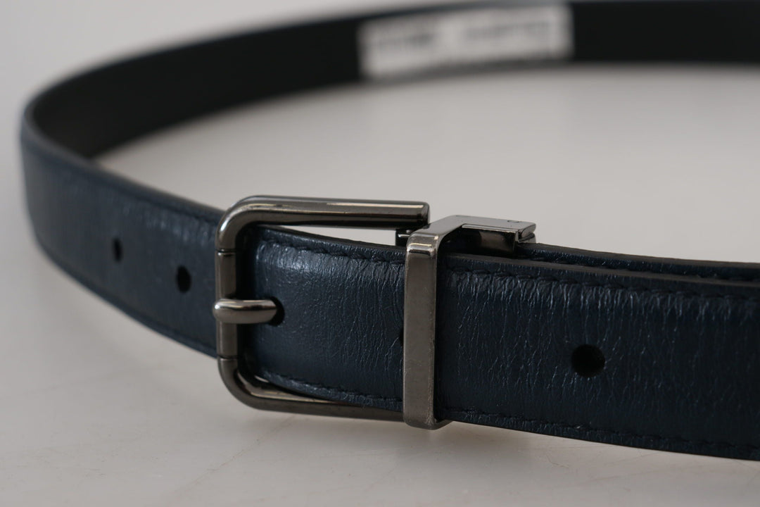  - Dolce & Gabbana Elegant Dark Blue Leather Belt - BEL8934 - 90 - Ask Me Wear