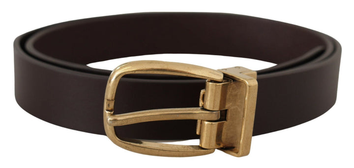  - Dolce & Gabbana Elegant Dark Brown Leather Belt - BEL8602 - 85 - Ask Me Wear