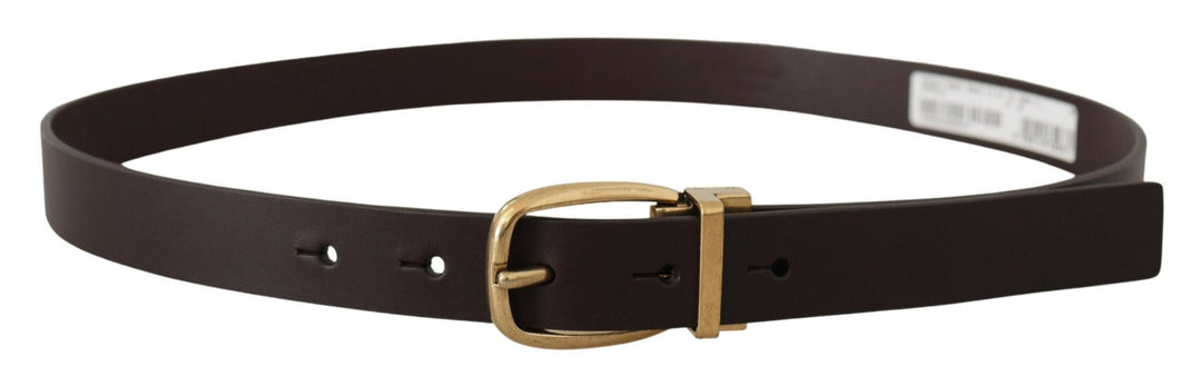  - Dolce & Gabbana Elegant Dark Brown Leather Belt - BEL8602 - 85 - Ask Me Wear