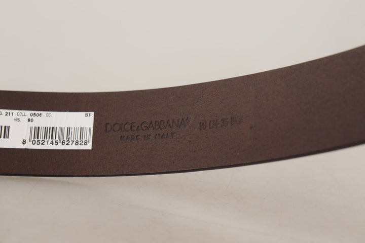  - Dolce & Gabbana Elegant Dark Brown Leather Belt - BEL8608 - 90 - Ask Me Wear