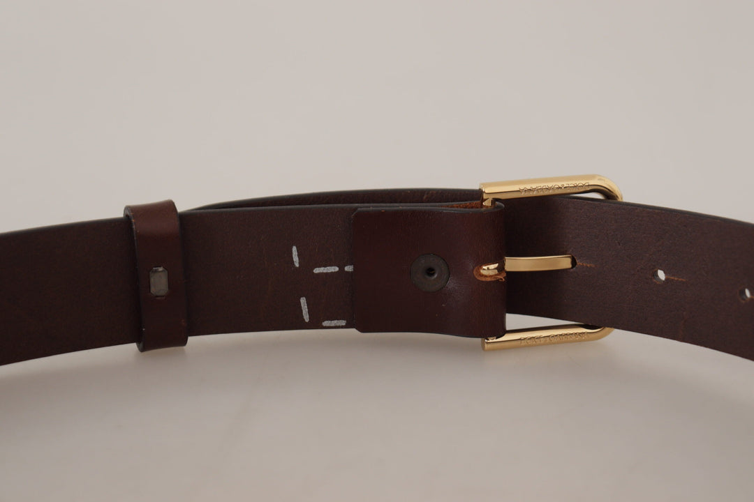  - Dolce & Gabbana Elegant Dark Brown Leather Belt - BEL8608 - 90 - Ask Me Wear