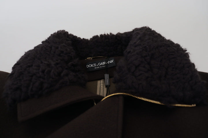  - Dolce & Gabbana Elegant Dark Brown Shearling Coat Jacket - JKT3347 - 54 - Ask Me Wear