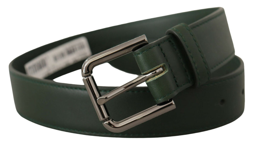  - Dolce & Gabbana Elegant Dark Green Leather Belt with Logo Buckle - WMB166 - 60 - Ask Me Wear