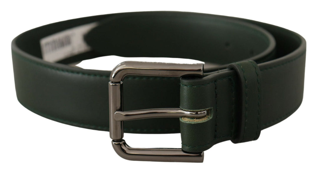  - Dolce & Gabbana Elegant Dark Green Leather Belt with Logo Buckle - WMB166 - 60 - Ask Me Wear